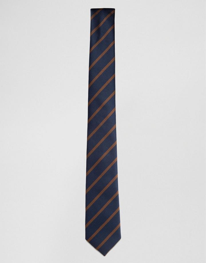 Selected Homme Tie With Stripe - Navy
