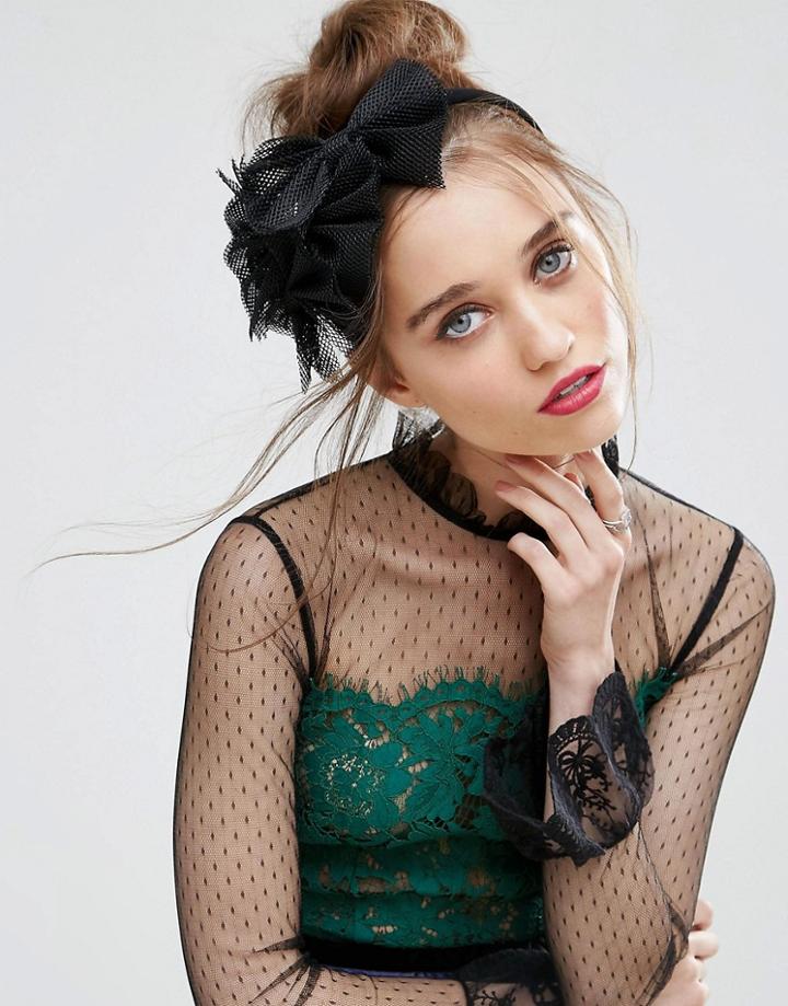 Asos Multi Bow Hair Fascinator - Black