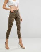 Arrive Leopard Skinny Jean - Brown
