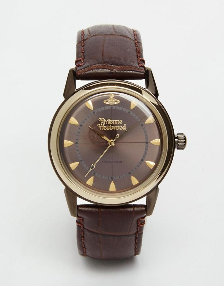 Vivienne Westwood Grosvenor Ii Leather Watch Vv064gdbr - Brown