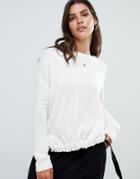 Micha Lounge Ruched Front Sweater With Tie Detail-cream