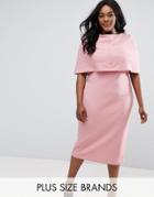 Club L Plus Midi Dress With Overlay - Pink