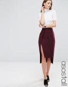 Asos Tall Asymmetric Pencil Skirt - Red