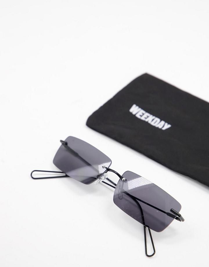 Weekday Drive Retro 00's Sunglasses In Black