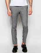 Noak White Herringbone Pants In Super Skinny Fit - White