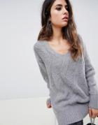 Y.a.s V-neck Textured Sweater - Gray