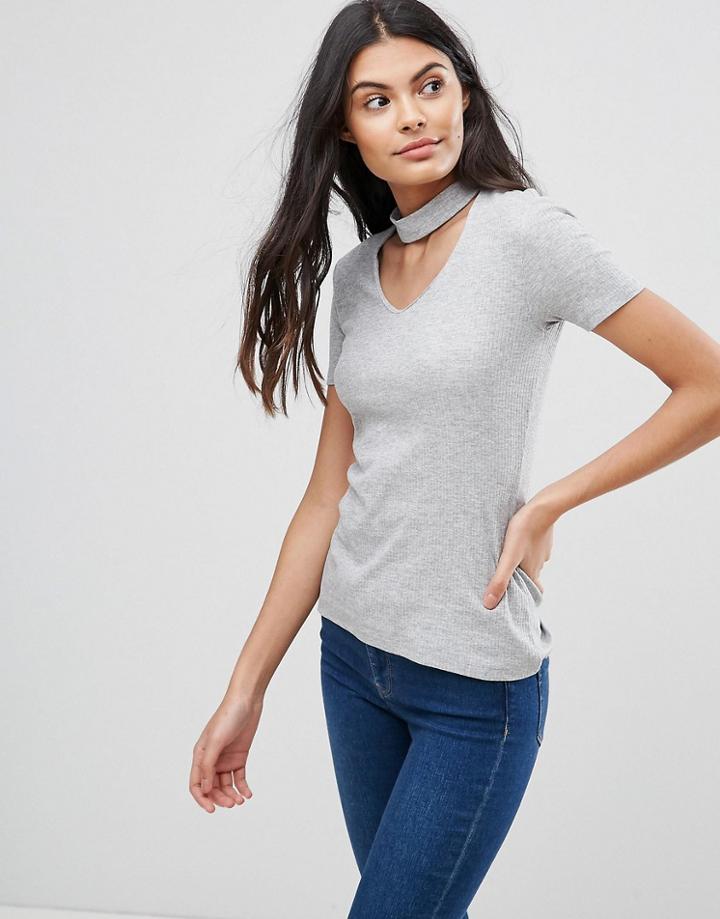 Jdy Leroy Nevada Choker Top - Gray