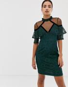 Dolly & Delicious 3/4 Sleeve Lace Shift Dress - Green