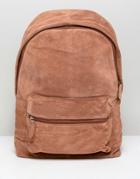 Asos Design Backpack In Tan Suede - Tan
