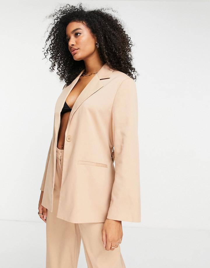 Na-kd Belted Blazer In Beige - Part Of A Set-neutral