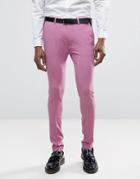 Asos Super Skinny Tuxedo Suit Pants In Pink - Pink