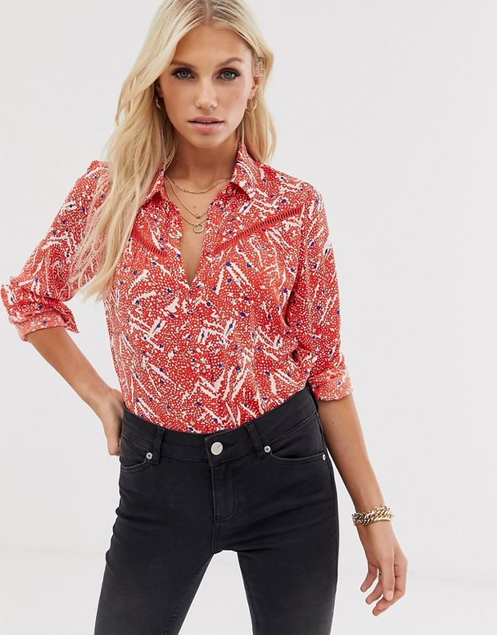 Vero Moda Floral Button Shirt-red