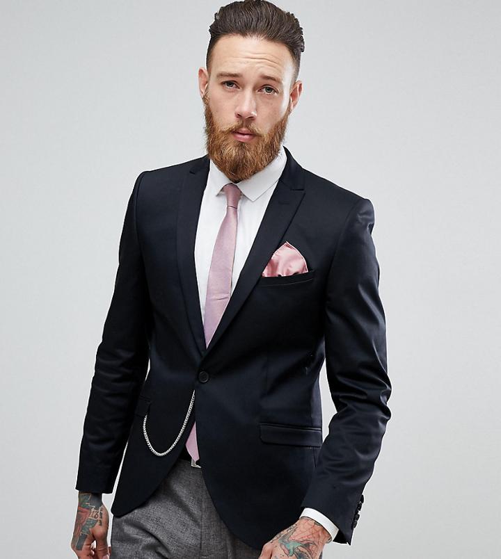 Heart & Dagger Skinny Blazer With Chain - Black