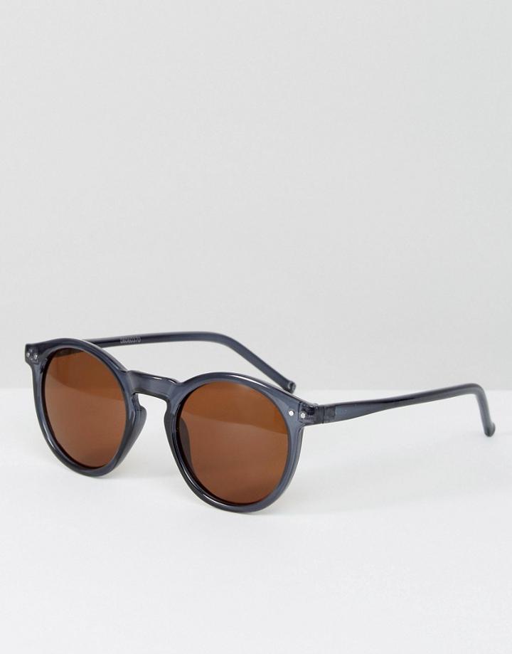 Asos Round Sunglasses In Crystal Blue - Blue