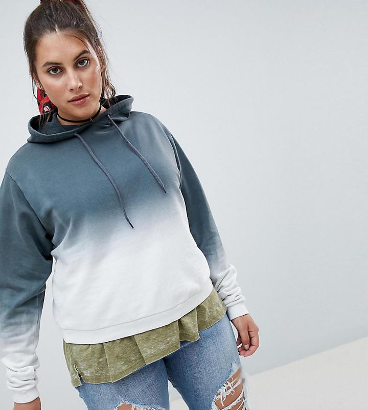 Asos Design Curve Hoodie In Dip Dye - Gray