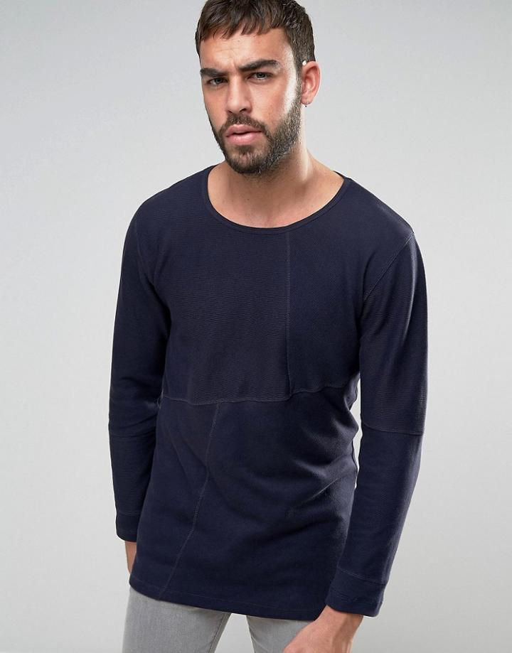 Nudie Jeans Co Evan Patched Ribbed Sweater - Navy