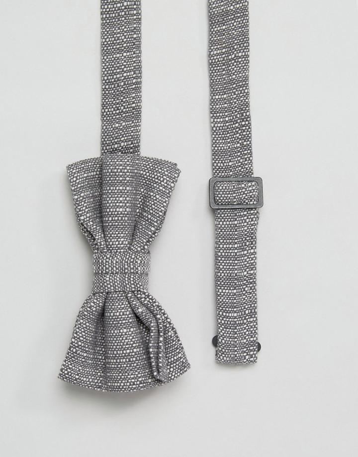 Asos Bow Tie In Black Texture Weave - Beige