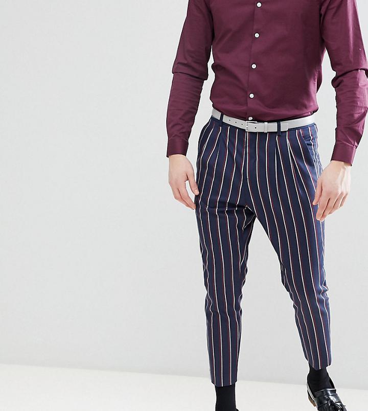 Heart & Dagger Tapered Cropped Pants With Side Tape - Navy