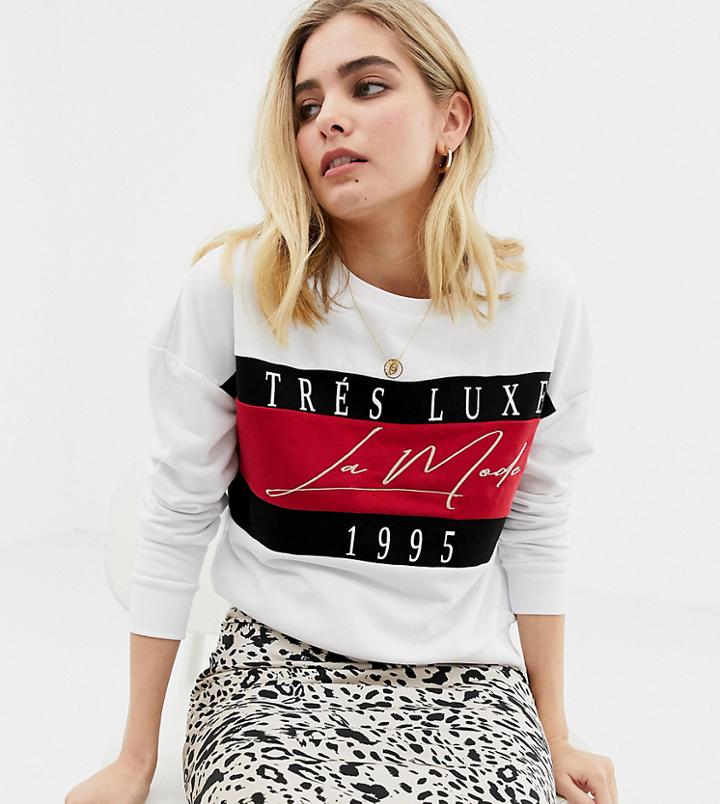 New Look Sweatshirt In Color Block - White