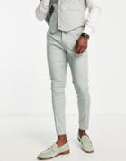 Asos Design Super Skinny Linen Mix Suit Pants In Green