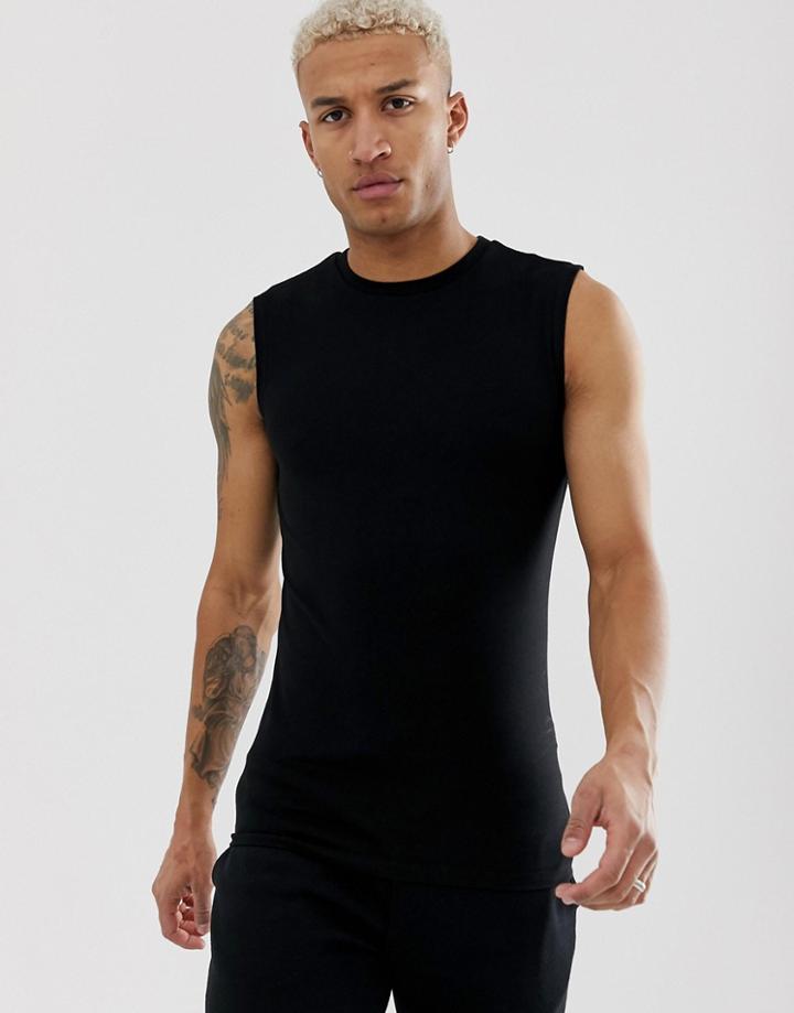 Asos Design Organic Muscle Fit Tank Tank In Black - Black