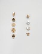 New Look 9 Pack Mixed Stud Earrings - Gold