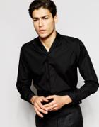 Hart Hollywood By Nick Hart Shawl Collar Shirt In Slim Fit - Black