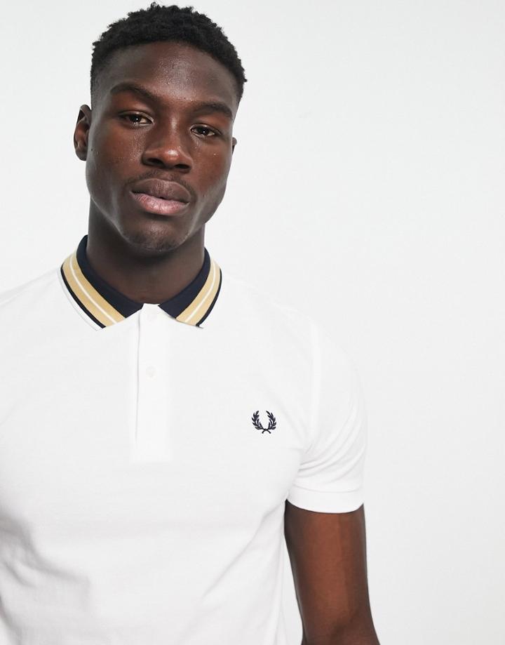 Fred Perry Tramline Tipped Polo Shirt In White