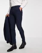 Asos Design Skinny Tuxedo Pants In Navy With Satin Side Stripe