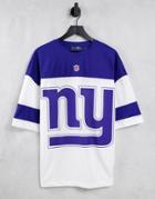 Bershka Nfl Giants Oversized Varsity T-shirt In Blue Mesh-blues