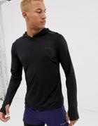 Asos 4505 Running Long Sleeve T-shirt With Breathable Mesh Panels And Stepped Hem - Black