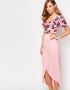 Virgos Lounge Viola Embellished Midi Dress With Wrap Front Detail - Pink