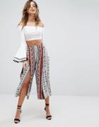 Prettylittlething Split Front Printed Pants - Multi
