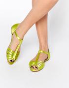 Asos Jenna Satin Occasion Peep Toe Shoes - Chartreuse