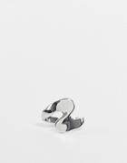 Asos Design Thumb Ring In Squiggle Design In Silver Tone