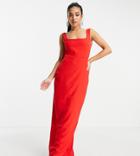 Vesper Petite Maxi Dress With Front Split In Red