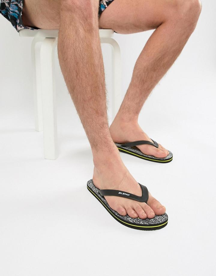 Blend Logo Sole Flip Flops - Black