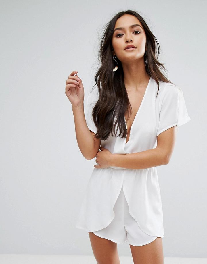 Love & Other Things V Neck Romper - White
