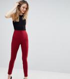 Asos Tall High Waist Pants In Skinny Fit - Red