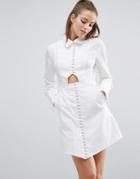C/meo Collective Let It Go Long Sleeve Shirt Dress - White