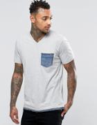 Diesel T-basicla T-shirt Denim Pocket & Trim - Gray Marl