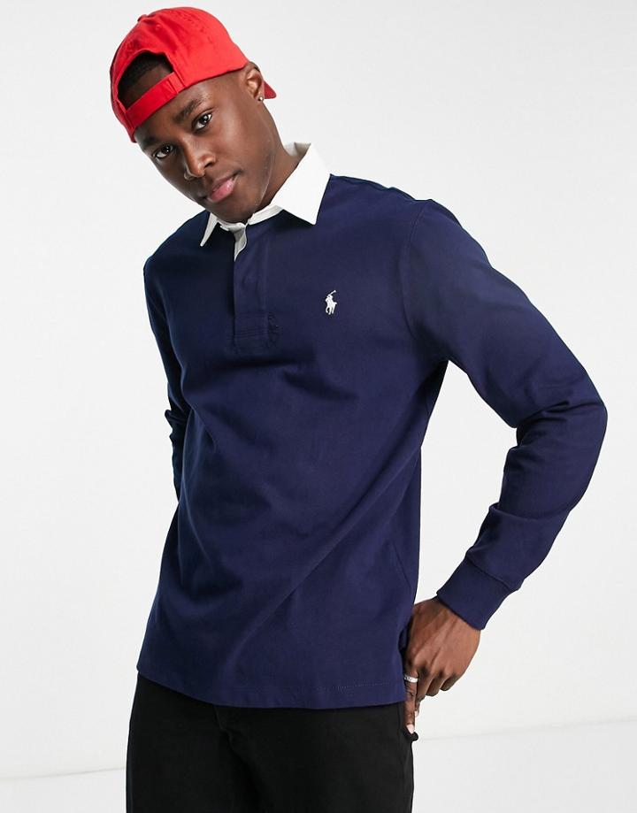 Polo Ralph Lauren Icon Logo Rugby Polo In Navy