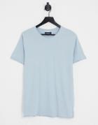 Brave Soul Raw Edge T-shirt In Dusty Blue
