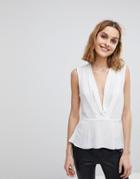 Asos Drape Plunge Top - White