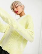 Noisy May Sweater With Pocket Detail In Yellow Stripe