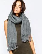 Liquorish Oversized Pinstripe Scarf - Gray
