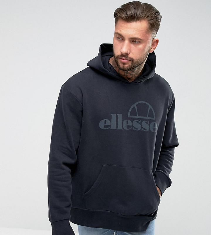 Ellesse Oversized Hoodie With Large Logo In Black - Black