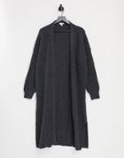 Topshop Maxi Cardigan In Charcoal-grey
