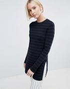 Ganni Michi Rib Striped Long Sweater - Navy