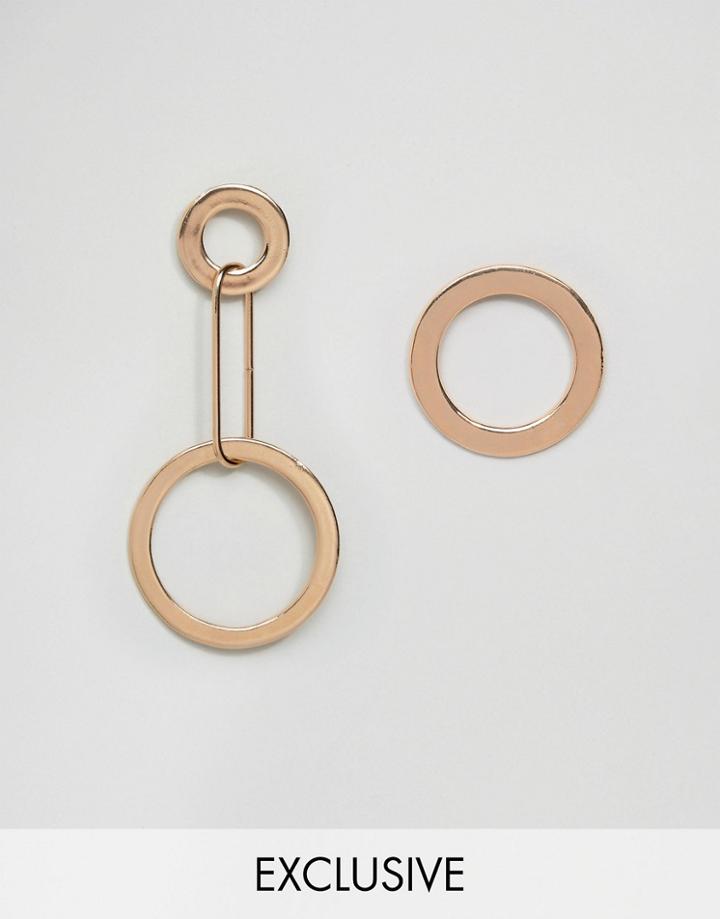 Reclaimed Vintage Inspired Asymmetric Hoop Earrings - Gold